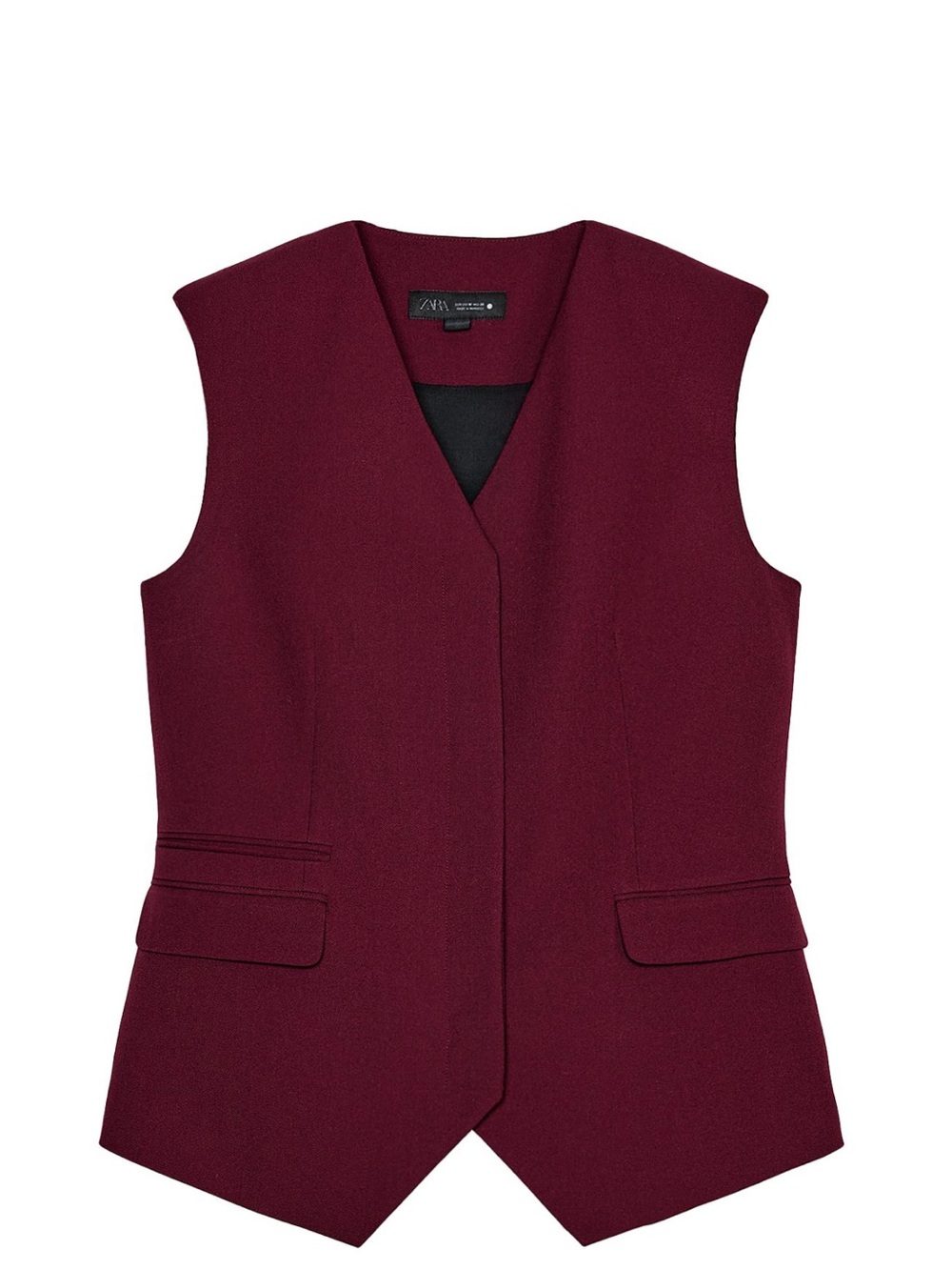 Zara V-Neck Tailored Vest in Burgundy